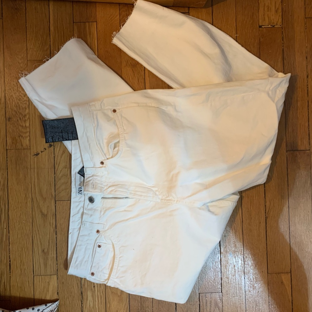 White high rise zara jeans
